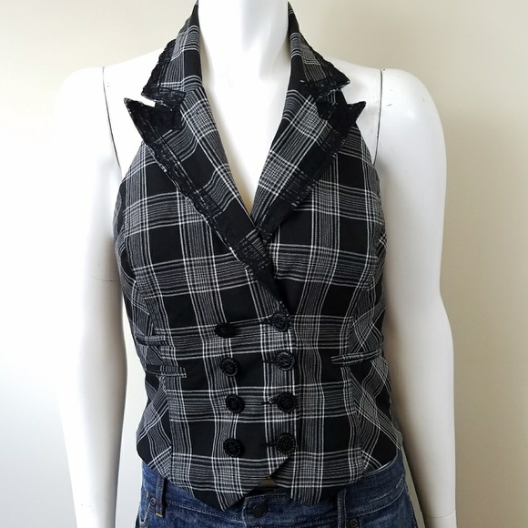 bebe Tops - Bebe Plaid Halter Vest